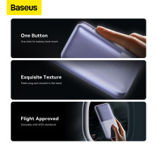 УМБ Baseus Bipow Pro Digital Display 10000mAh 22.5W 5A з технологією QC3.0+PD3.0 2USB+Type-C + Кабель USB to Type-C Фіолетовий