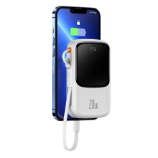 УМБ Baseus Q Pow Pro 10000mAh 20W 5A з технологією QC3.0+PD3.0 та iP кабелем 20W Білий