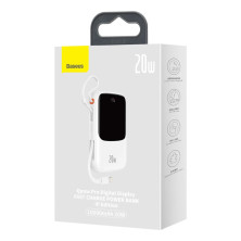 УМБ Baseus Q Pow Pro 10000mAh 20W 5A з технологією QC3.0+PD3.0 та iP кабелем 20W Білий