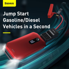 Пускозарядное устройство Бустер Baseus Car Jamp Starter Super Energy Pro 3in1 12V 12000mAh с функцией Павербанка 5V/3A и LED фонарика Красный
