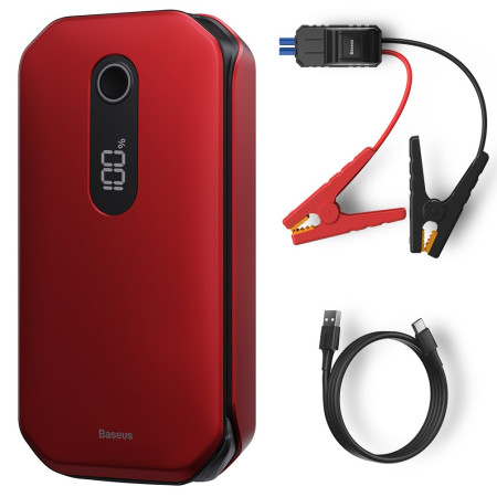 Пускозарядное устройство Бустер Baseus Car Jamp Starter Super Energy Pro 3in1 12V 12000mAh с функцией Павербанка 5V/3A и LED фонарика Красный