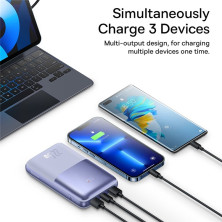 УМБ Baseus Bipow Pro Digital Display 20000mAh 22.5W 5A з технологією QC3.0+PD3.0 2USB+Type-C + Кабель USB to Type-C Фіолетовий