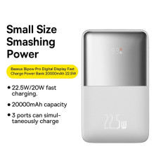 УМБ Baseus Bipow Pro Digital Display 20000mAh 22.5W 5A з технологією QC3.0+PD3.0 2USB+Type-C + Кабель USB to Type-C Білий
