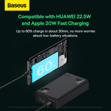 УМБ Baseus Adaman2 Digital Display 20000mAh 30W 5A з технологією QC3.0+PD3.0 VOOC 2USB+Type-C + Кабель USB to Type-C Чорний