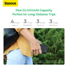 УМБ Baseus Adaman2 Digital Display 20000mAh 30W 5A з технологією QC3.0+PD3.0 VOOC 2USB+Type-C + Кабель USB to Type-C Чорний