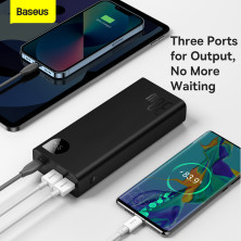 УМБ Baseus Adaman Metal Digital Display 20000mAh 30W 3A з технологією QC3.0+PD3.0 2USB+Type-C + Кабель Type-C to Type-C 60W Чорний