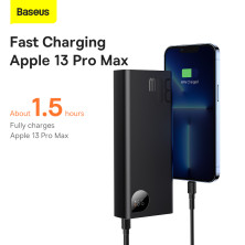 УМБ Baseus Adaman Metal Digital Display 20000mAh 30W 3A з технологією QC3.0+PD3.0 2USB+Type-C + Кабель Type-C to Type-C 60W Чорний