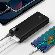 УМБ Baseus Adaman Metal Digital Display 20000mAh 30W 3A з технологією QC3.0+PD3.0 2USB+Type-C + Кабель Type-C to Type-C 60W Чорний