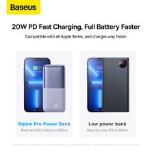 УМБ Baseus Bipow Pro Digital Display 10000mAh 20W 3A з технологією QC3.0+PD3.0 2USB+Type-C + Кабель USB to Type-C Фіолетовий