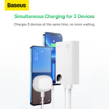 УМБ Baseus Adaman2 Digital Display 20000mAh 30W 5A з технологією QC3.0+PD3.0 VOOC 2USB+Type-C + Кабель USB to Type-C Білий