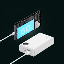 УМБ Baseus Adaman2 Digital Display 20000mAh 30W 5A з технологією QC3.0+PD3.0 VOOC 2USB+Type-C + Кабель USB to Type-C Білий
