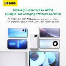УМБ Baseus Adaman2 Digital Display 20000mAh 30W 5A з технологією QC3.0+PD3.0 VOOC 2USB+Type-C + Кабель USB to Type-C Білий