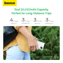 УМБ Baseus Adaman2 Digital Display 20000mAh 30W 5A з технологією QC3.0+PD3.0 VOOC 2USB+Type-C + Кабель USB to Type-C Білий