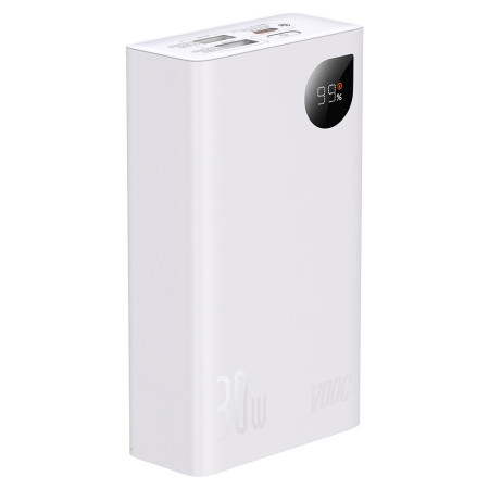УМБ Baseus Adaman2 Digital Display 20000mAh 30W 5A з технологією QC3.0+PD3.0 VOOC 2USB+Type-C + Кабель USB to Type-C Білий