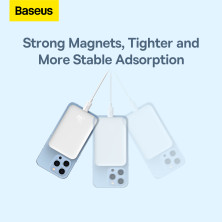 УМБ Baseus Magnetic Wireless 2in1 6000mAh 20W 2.4A QC3.0+PD3.0 з Бездротовою зарядкою Qi 15W Білий