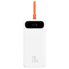 УМБ Baseus Block Digital Display 20000mAh 20W 3A з технологією QC3.0+PD3.0 USB+Type-C+iP кабель 20W + Кабель USB to Type-C Білий