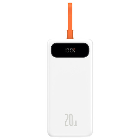 УМБ Baseus Block Digital Display 20000mAh 20W 3A з технологією QC3.0+PD3.0 USB+Type-C+iP кабель 20W + Кабель USB to Type-C Білий