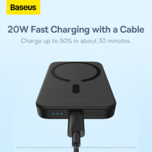 УМБ Baseus Magnetic Wireless 2in1 6000mAh 20W 2.4A QC3.0+PD3.0 з Бездротовою зарядкою Qi 15W Чорний