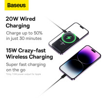 УМБ Baseus Magnetic Bracket 3in1 10000mAh 20W 3A QC3.0+PD3.0 з Бездротовою зарядкою Qi 15W Синій