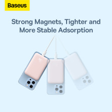 УМБ Baseus Magnetic Wireless 2in1 6000mAh 20W 2.4A QC3.0+PD3.0 з Бездротовою зарядкою Qi 15W Рожевий