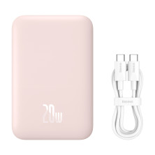 УМБ Baseus Magnetic Wireless 2in1 6000mAh 20W 2.4A QC3.0+PD3.0 з Бездротовою зарядкою Qi 15W Рожевий