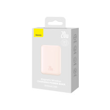 УМБ Baseus Magnetic Wireless 2in1 6000mAh 20W 2.4A QC3.0+PD3.0 з Бездротовою зарядкою Qi 15W Рожевий