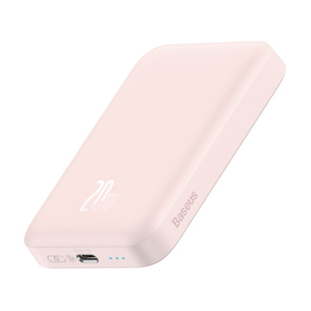 УМБ Baseus Magnetic Wireless 2in1 6000mAh 20W 2.4A QC3.0+PD3.0 з Бездротовою зарядкою Qi 15W Рожевий