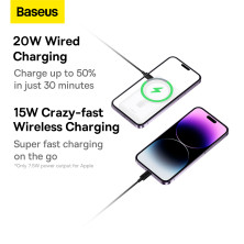 УМБ Baseus Magnetic Bracket 3in1 10000mAh 20W 3A QC3.0+PD3.0 з Бездротовою зарядкою Qi 15W Білий