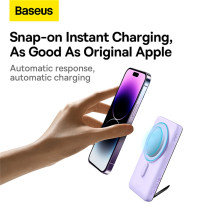УМБ Baseus Magnetic Bracket 3in1 10000mAh 20W 3A QC3.0+PD3.0 з Бездротовою зарядкою Qi 15W Фіолетовий