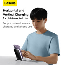 УМБ Baseus Magnetic Bracket 3in1 10000mAh 20W 3A QC3.0+PD3.0 з Бездротовою зарядкою Qi 15W Фіолетовий