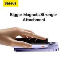 УМБ Baseus Magnetic Bracket 3in1 10000mAh 20W 3A QC3.0+PD3.0 з Бездротовою зарядкою Qi 15W Фіолетовий