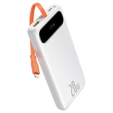 УМБ Baseus Block Digital Display 10000mAh 20W 3A з технологією QC3.0+PD3.0 USB+Type-C+iP кабель 20W + Кабель USB to Type-C Білий