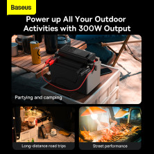 Автомобильный инвертор Baseus IGBT Power Inverter 300W (220V CN/EU) 2Розетки+USB+Type-C 5A с технологией QC3.0+PD3.0 Черный