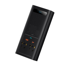 Автомобильный инвертор Baseus IGBT Power Inverter 300W (220V CN/EU) 2Розетки+USB+Type-C 5A с технологией QC3.0+PD3.0 Черный