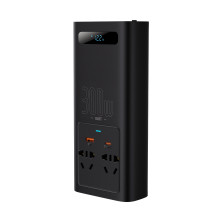 Автомобильный инвертор Baseus IGBT Power Inverter 300W (220V CN/EU) 2Розетки+USB+Type-C 5A с технологией QC3.0+PD3.0 Черный