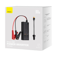 Автомобильный инвертор Baseus IGBT Power Inverter 300W (220V CN/EU) 2Розетки+USB+Type-C 5A с технологией QC3.0+PD3.0 Черный