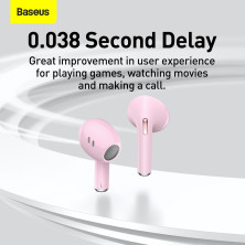 Бездротові Bluetooth навушники Baseus Bowie E8 True Wireless TWS Earphones Рожевий
