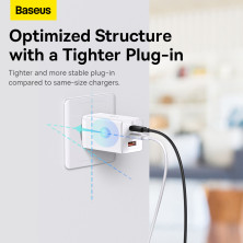 Сетевое зарядное устройство Baseus GaN5 Pro Fast Charger QC4.0+PD3.0 65W USB+2Type-C 3A + кабель Baseus Type-C to Type-C 100W 20V/5A 1м Белый
