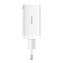 Сетевое зарядное устройство Baseus GaN5 Pro Fast Charger QC4.0+PD3.0 65W USB+2Type-C 3A + кабель Baseus Type-C to Type-C 100W 20V/5A 1м Белый