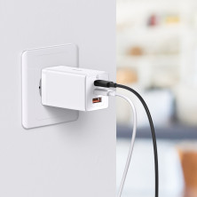 Сетевое зарядное устройство Baseus GaN5 Pro Fast Charger QC4.0+PD3.0 65W USB+2Type-C 3A + кабель Baseus Type-C to Type-C 100W 20V/5A 1м Белый