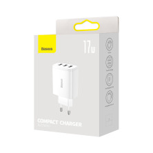 Сетевое зарядное устройство Baseus Compact Charger 3USB 3.4A 17W Белый