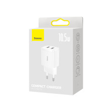 Сетевое зарядное устройство Baseus Compact Charger 2USB 2.1A 10.5W Белый