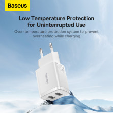 Сетевое зарядное устройство Baseus Compact Charger 2USB 2.1A 10.5W Белый