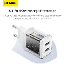 Сетевое зарядное устройство Baseus Compact Charger 2USB 2.1A 10.5W Белый