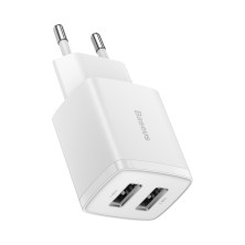 Сетевое зарядное устройство Baseus Compact Charger 2USB 2.1A 10.5W Белый