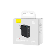 Сетевое зарядное устройство Baseus GaN5 Pro Fast Charger QC4.0+PD3.0 100W USB+Type-C 5A + кабель Baseus Type-C to Type-C 100W 20V/5A 1м Черный
