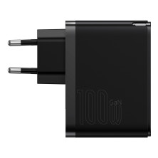 Сетевое зарядное устройство Baseus GaN5 Pro Fast Charger QC4.0+PD3.0 100W USB+Type-C 5A + кабель Baseus Type-C to Type-C 100W 20V/5A 1м Черный