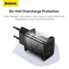 Сетевое зарядное устройство Baseus Compact Charger 2USB 2.1A 10.5W Черный