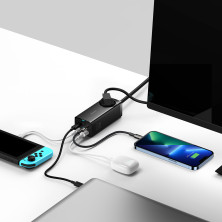 Сетевое зарядное устройство Baseus GaN3 Pro PowerStrip Fast Charger QC4.0+PD3.0 65W AC+2USB+2Type-C 3A + кабель Baseus Type-C to Type-C 100W 20V/5A 1м Черный