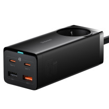Мережевий зарядний пристрій Baseus GaN3 Pro Fast Charger QC4.0 + PD3.0 65W AC + 2USB + 2Type-C 3A + кабель Baseus Type-C to Type-C 100W 20V/5A 1м Чорний